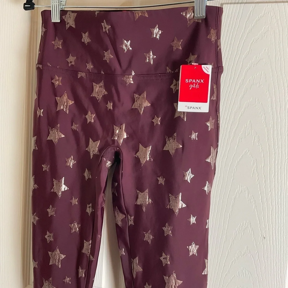Spanx Leggings Girls XL Burgundy Stretch Star